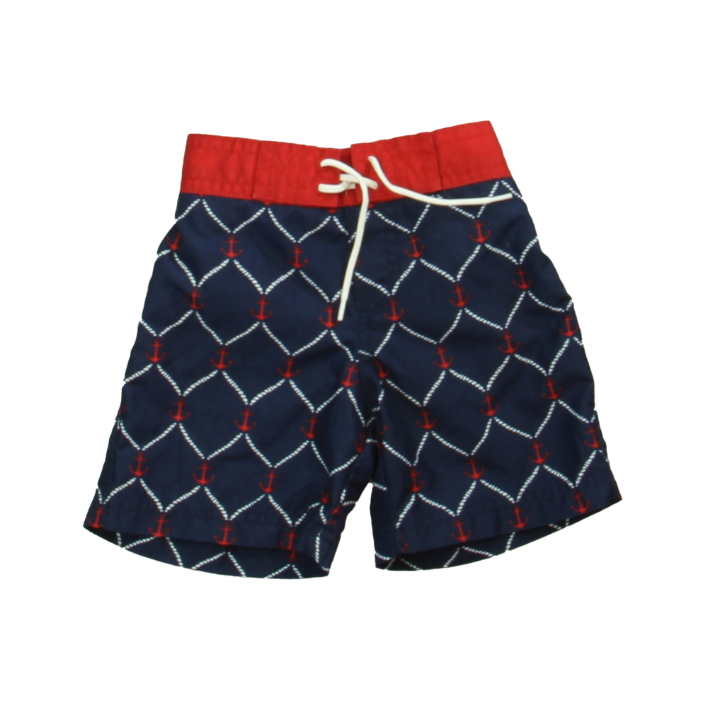 Janie and Jack Girls Navy | Red Anchor Trunks size: 6-12 Months